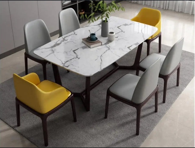 (615) Real Marble Dining Table w/ Y Shape Leg