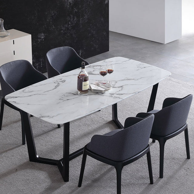 (615) Real Marble Dining Table w/ Y Shape Leg