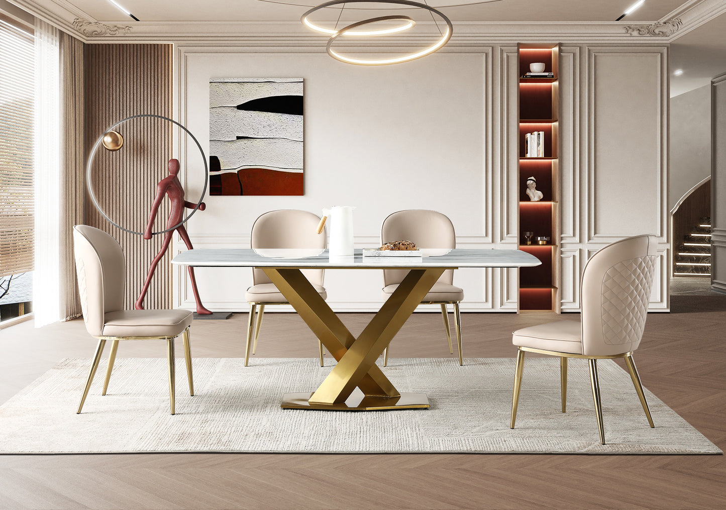 Sintered stone Dining Table w/ X Shape Leg