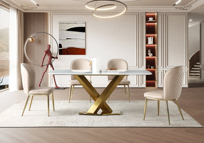 Sintered stone Dining Table w/ X Shape Leg