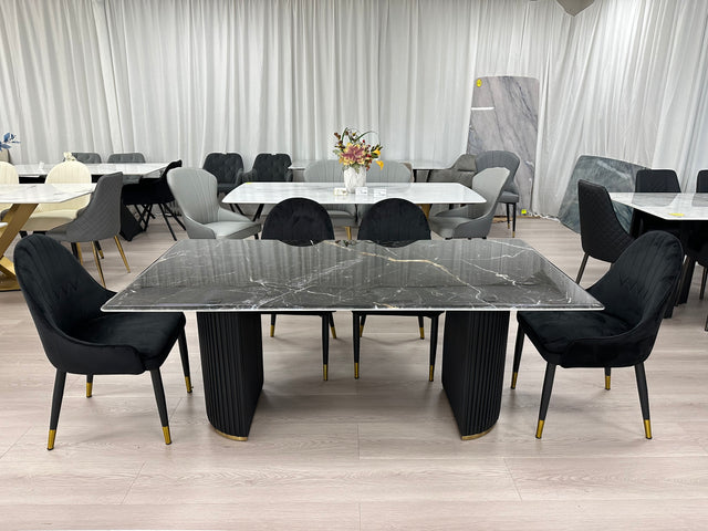 Real Marble Dining Table White /black D Leg