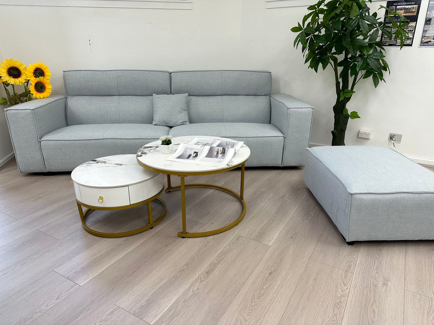Fabric Couch w/ 2 pillow and Ottoman