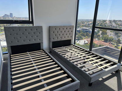 Velvet Grey Bed Frame King Single Size