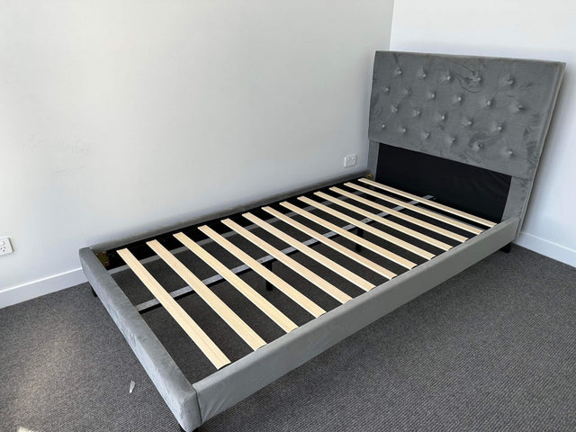 Velvet Bed Frame King Single Grey