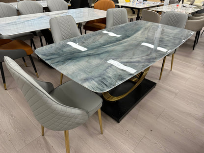 (613) Real Marble Dining Table w/ Gold Leg