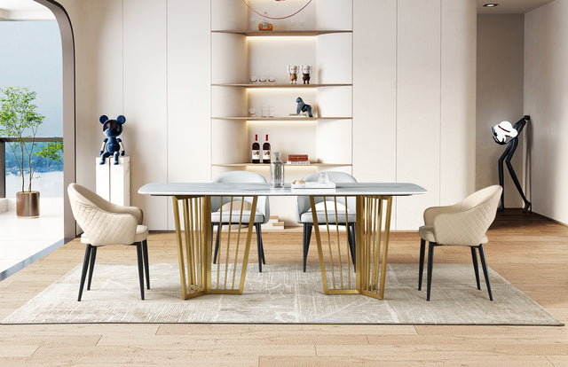 Real Marble Dining Table with Gold /black base