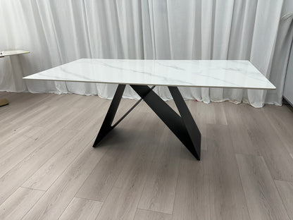 {𝑷𝑹𝑬-𝑶𝑹𝑫𝑬𝑹} Real Marble Dining Table w/ Black M Shape Leg