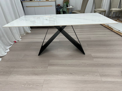 {𝑷𝑹𝑬-𝑶𝑹𝑫𝑬𝑹} Real Marble Dining Table w/ Black M Shape Leg