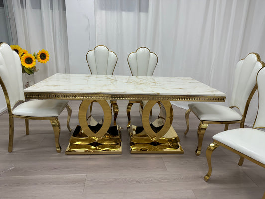 Real Marble Dining Table w/ Chanel Shape Leg
