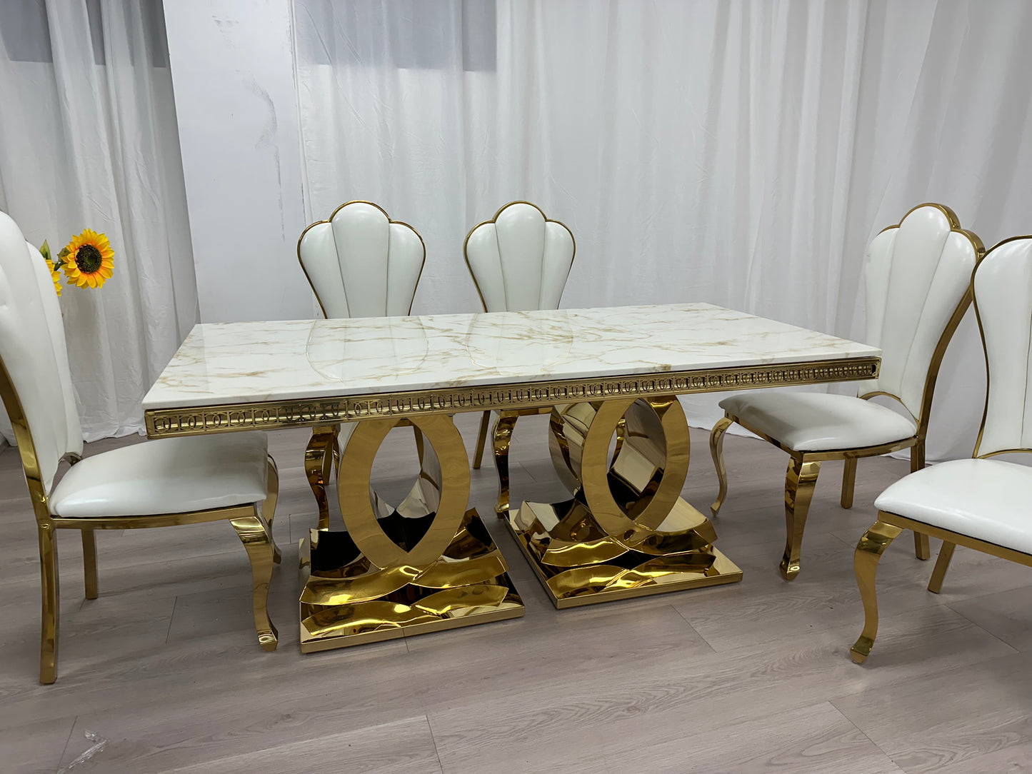 Real Marble Dining Table w/ Chanel Shape Leg
