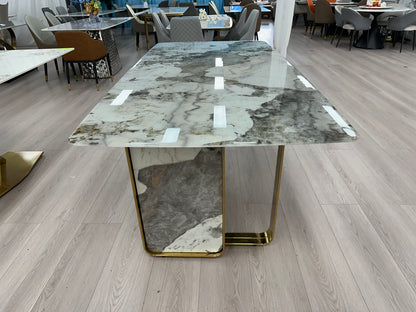 Real Marble Dining Table with Gold Stone Leg PRE ORDER