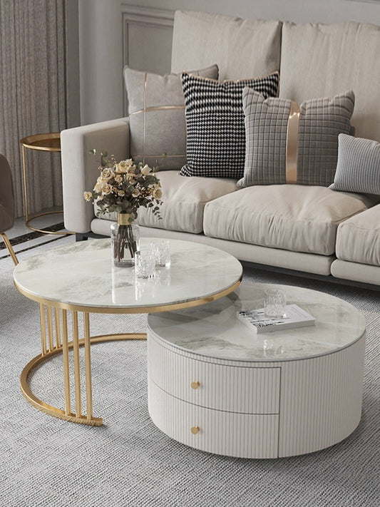 Luxury Artificial Marble Top Round Coffee Table