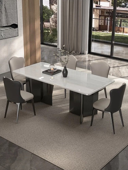 (828) Real Marble Dining Table Stainless Leg