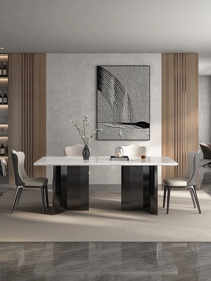 (828) Real Marble Dining Table Stainless Leg