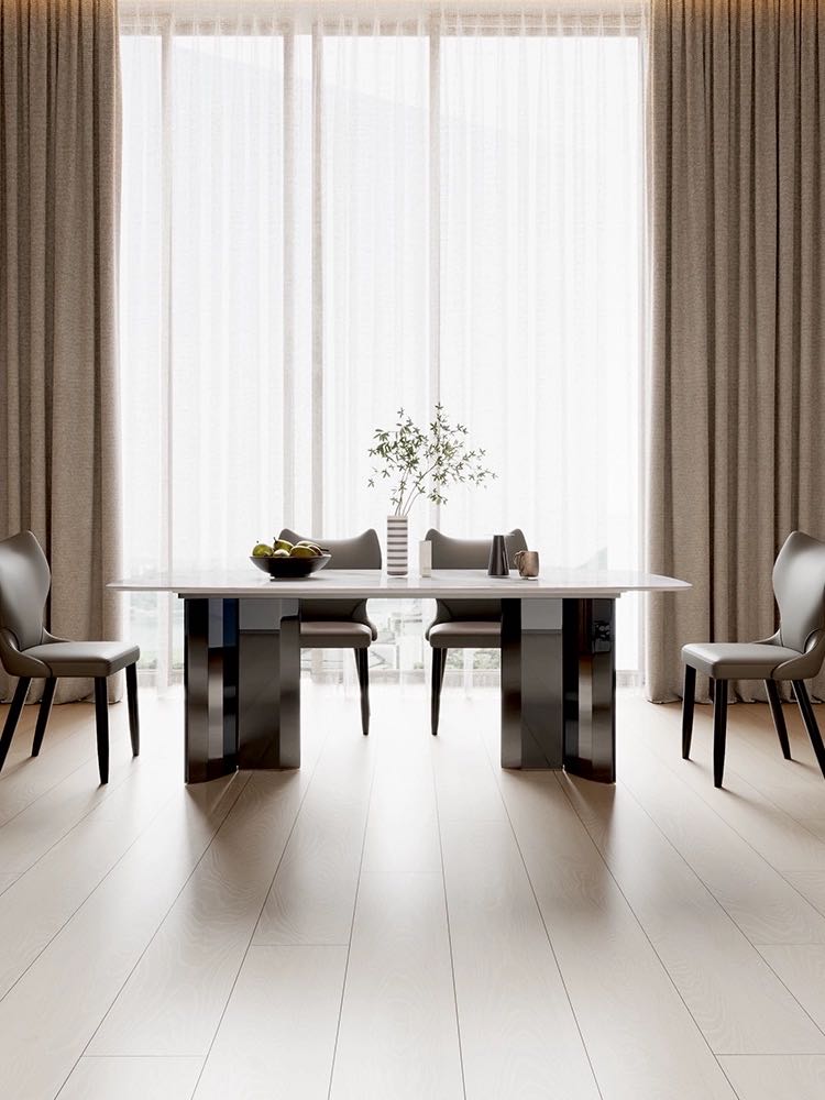 (828) Real Marble Dining Table Stainless Leg