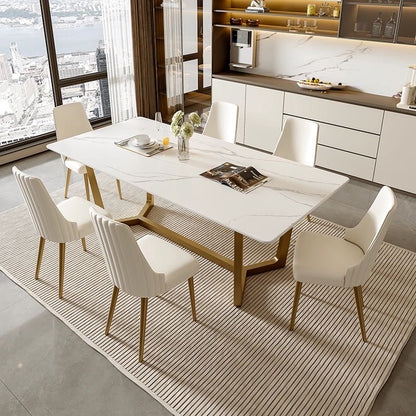 (615) Real Marble Dining Table w/ Y Shape Leg