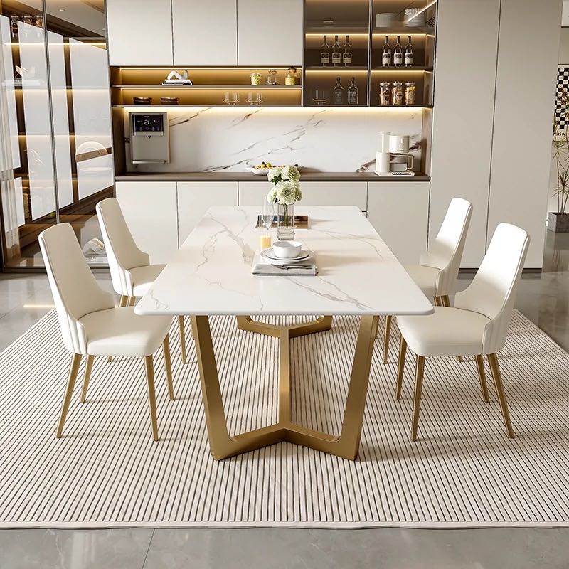 (615) Real Marble Dining Table w/ Y Shape Leg
