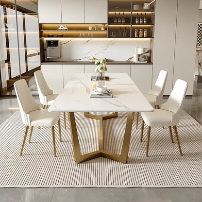 (615) Real Marble Dining Table w/ Y Shape Leg