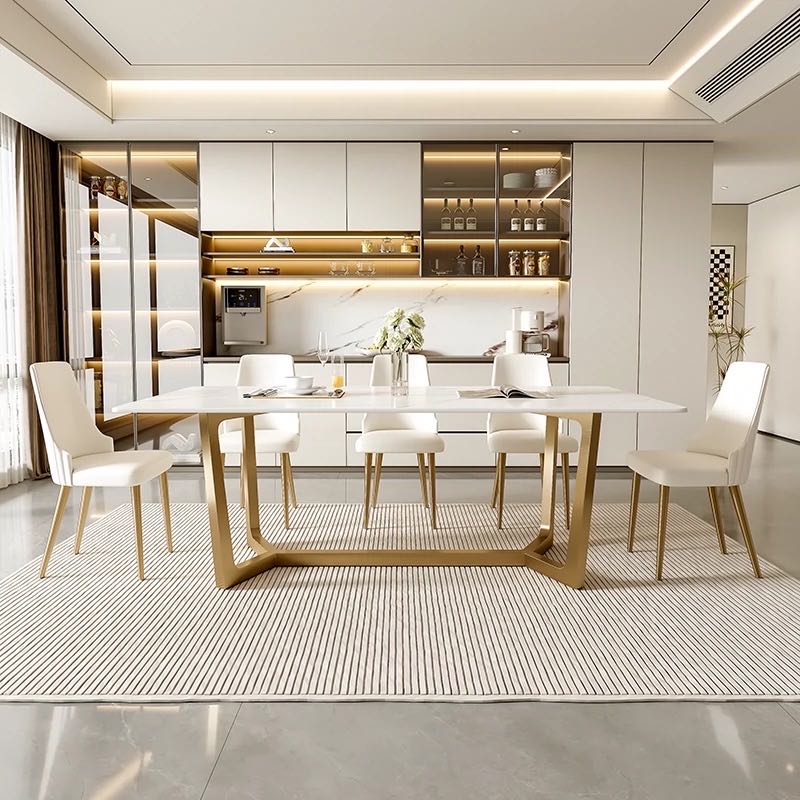 (615) Real Marble Dining Table w/ Y Shape Leg