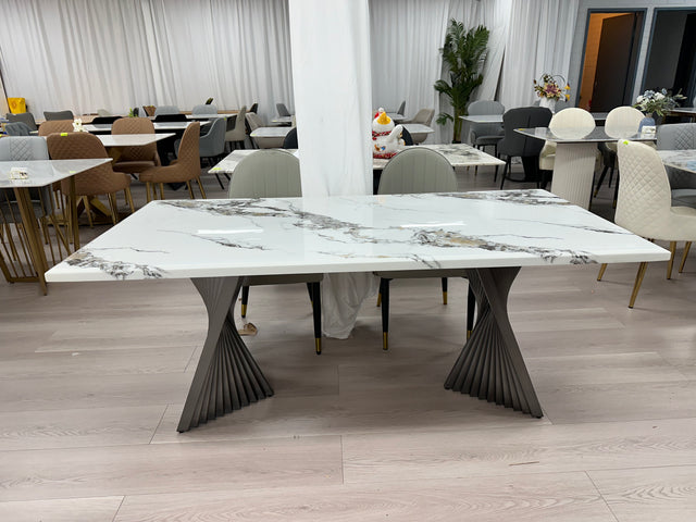 Real Marble 3cm Thicker Dining Table Stainless Leg