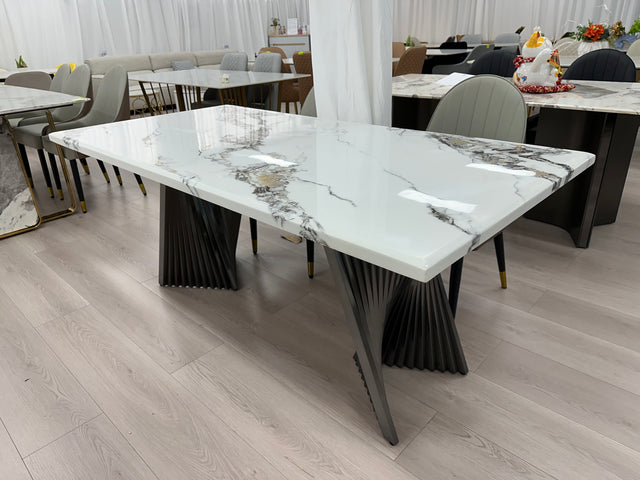 Real Marble 3cm Thicker Dining Table Stainless Leg