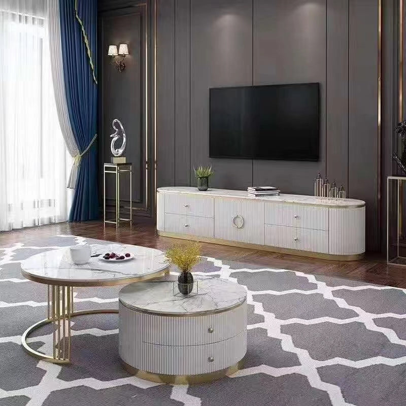 (814) Oval TV Unit w/ Round Coffee Table