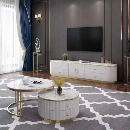 (814) Oval TV Unit w/ Round Coffee Table