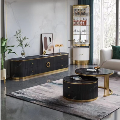 (814) Oval TV Unit w/ Round Coffee Table