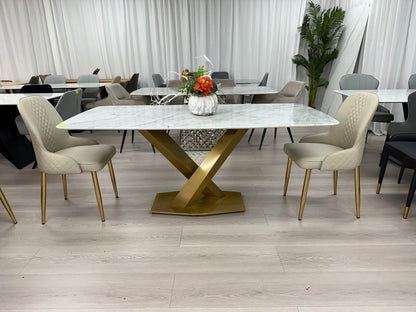 Real Marble Dining Table w/ X Shape Leg