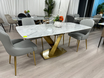 Real Marble Dining Table w/ X Shape Leg