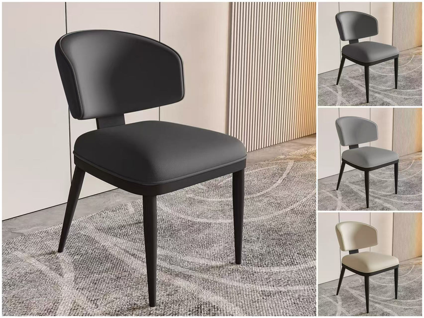 Velvet/ Leather Dining Chair w/stainless leg