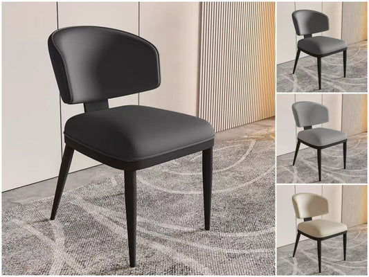Velvet/ Leather Dining Chair w/stainless leg