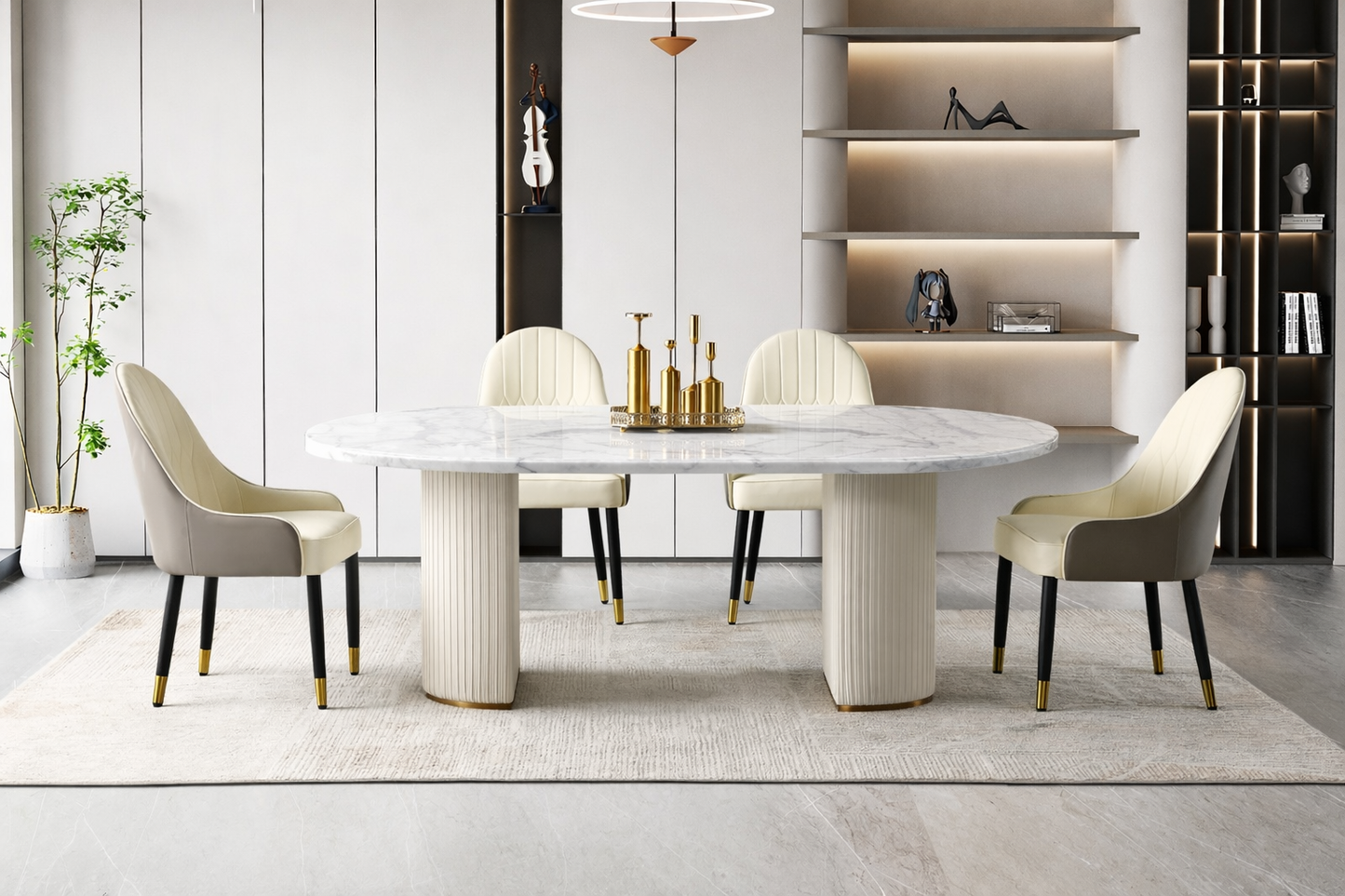 Half circle wood leg Black/White