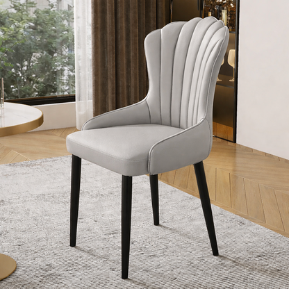 (671) Luxury Shell Shape Leather Dining Chair