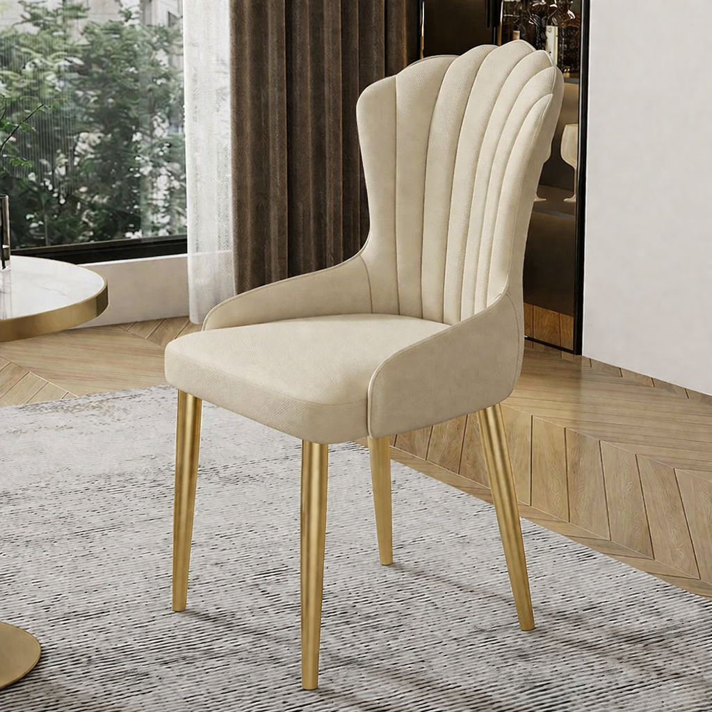 (671) Luxury Shell Shape Leather Dining Chair