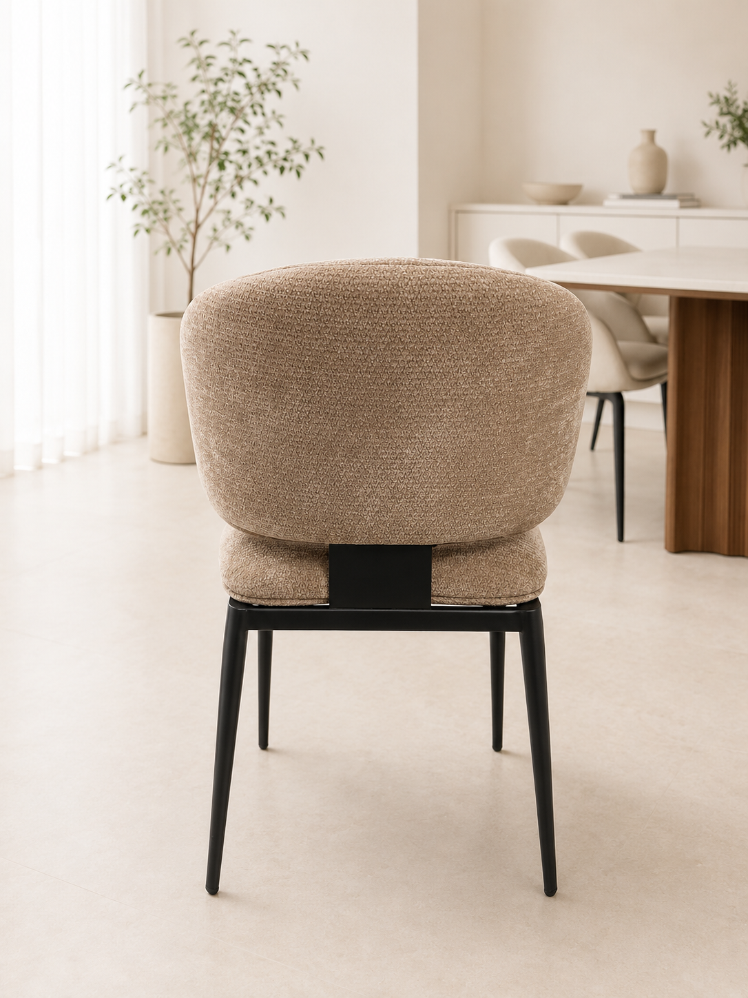 Velvet/ Leather Dining Chair w/stainless leg