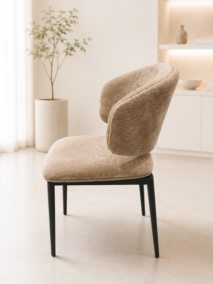 Velvet/ Leather Dining Chair w/stainless leg