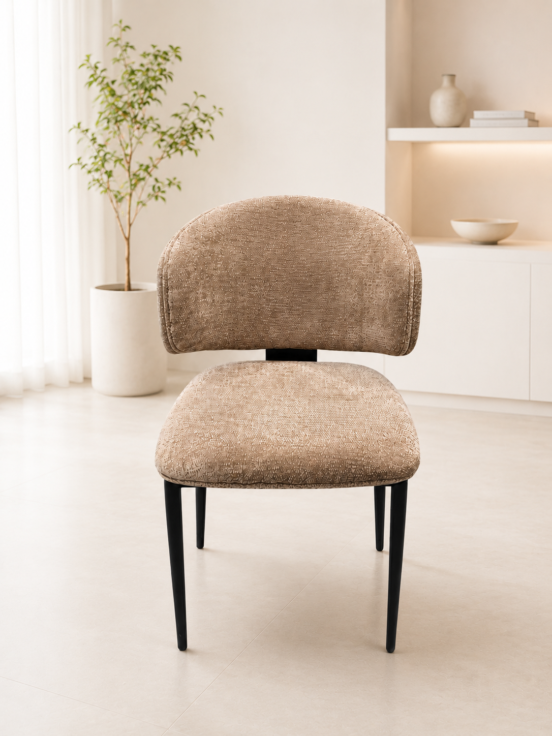 Velvet/ Leather Dining Chair w/stainless leg