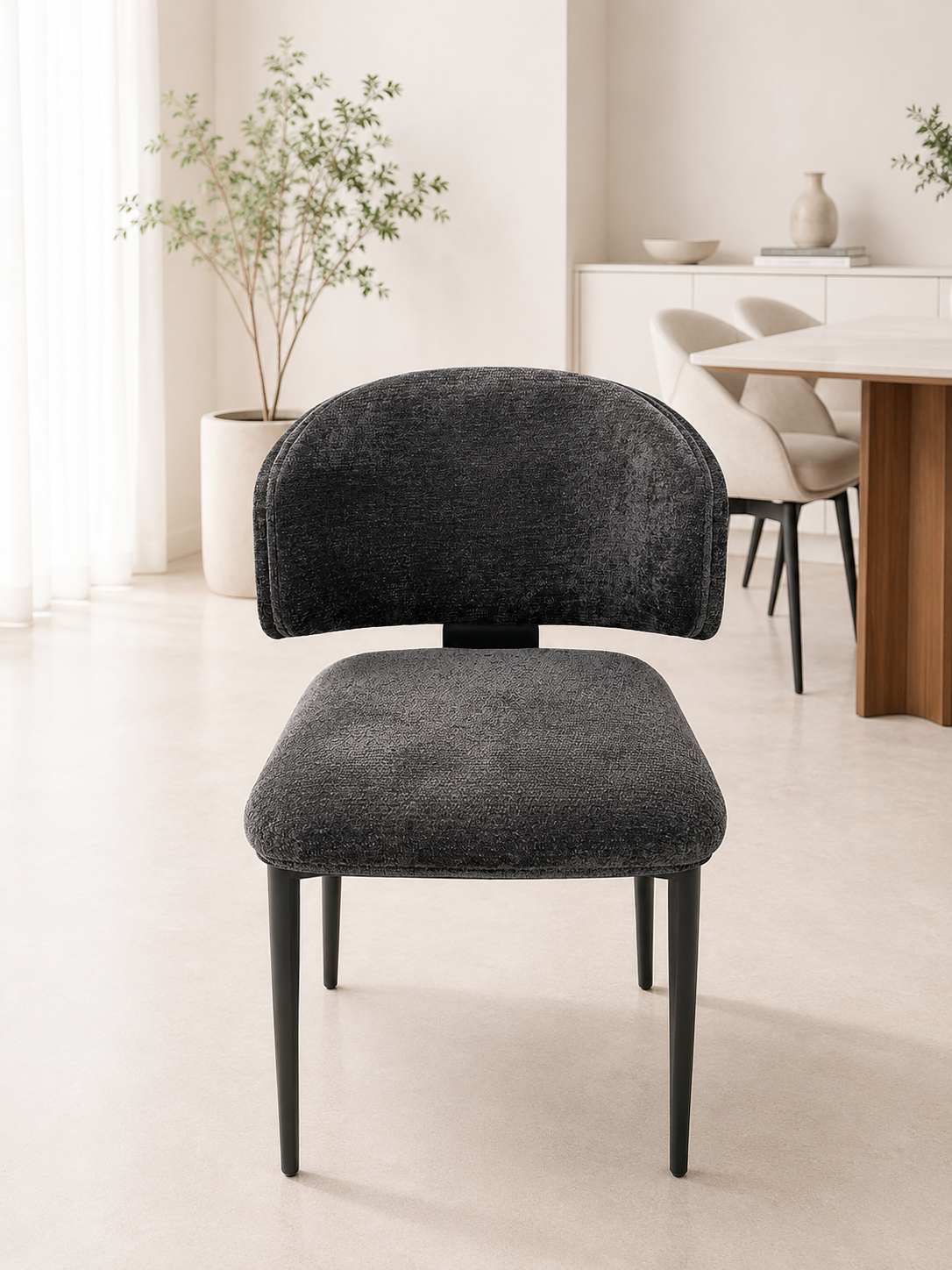 Velvet/ Leather Dining Chair w/stainless leg