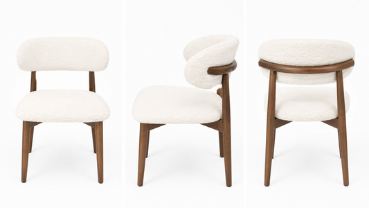 Bouclé Velvet Dining Chair w/ Solid Legs