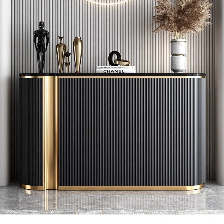 Vienna Luxury Fluted Buffet Table – Black / White