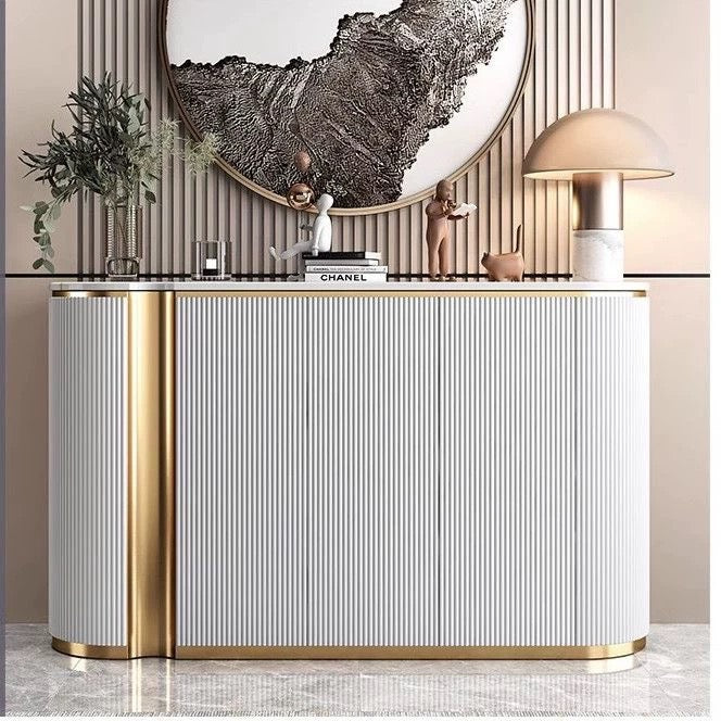 Vienna Luxury Fluted Buffet Table – Black / White