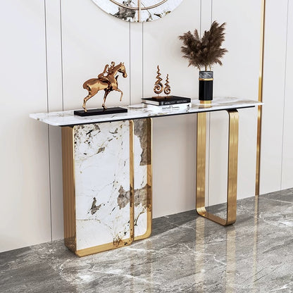 Milan Sintered Stone Console Table – White & Gold