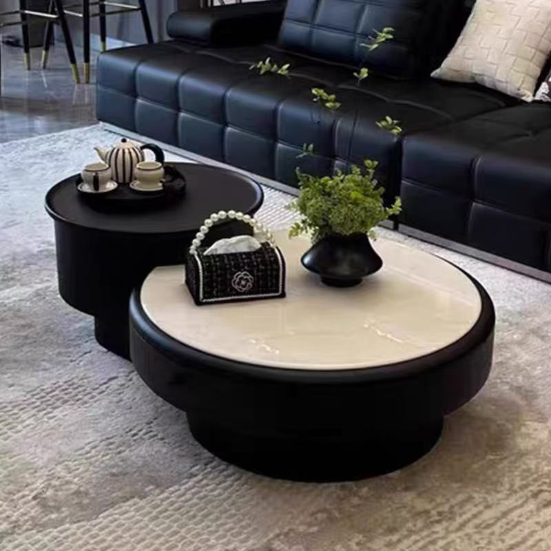 Monroe Modern Round Lift-Top Coffee Table with Storage – Black & White