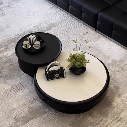 Monroe Modern Round Lift-Top Coffee Table with Storage – Black & White