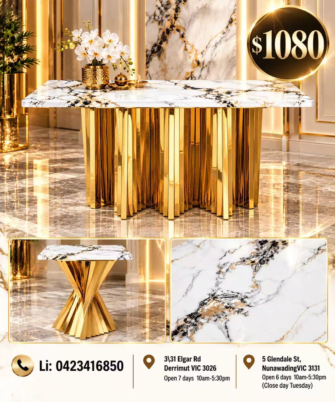 Aurelia Luxury Marble Console Table