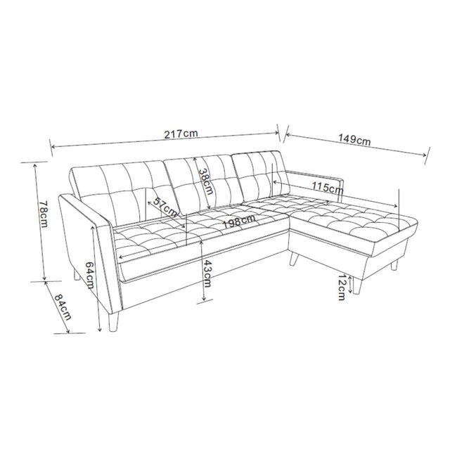 FURNIX Norgen II corner L-Shape couch with Left/Ringt Chaise wooden Leg