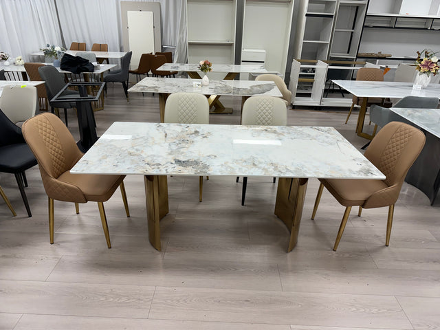 Sintered stone Dining Table gold/black Shape Leg