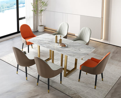 (614) Real Marble Dining Table w/ T Shape Leg