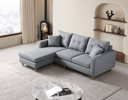 Fabric Couch with Chaise Reversible Cover Off